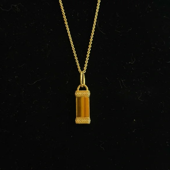 Gold Plated Tiger's Eye Pendant Necklace - Picture 2 of 2